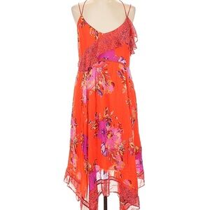 Maeve size 12 Vibrant Orange Floral Asymmetrical Dress